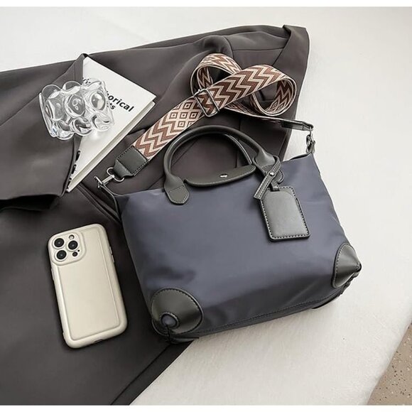 Chic Lightweight Purse with Leather Top-handle Gray - Picture 4 of 6